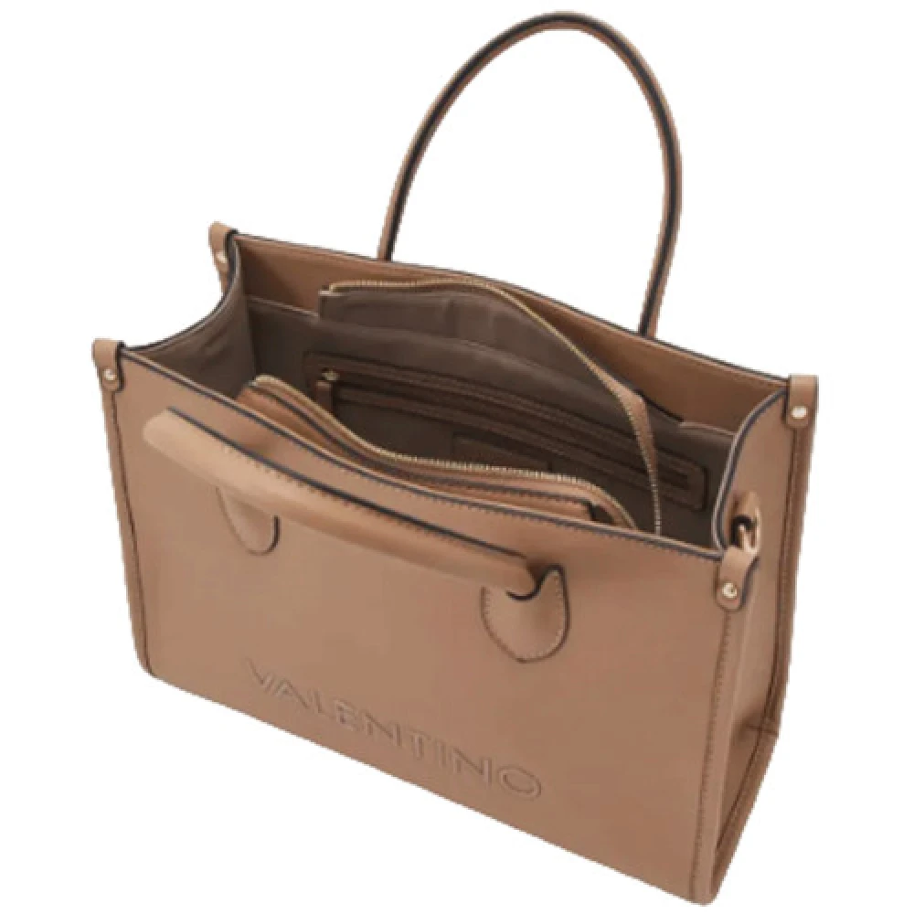 Valentino by Mario Valentino Beige Rechthoekige Handtas met Gouden Rits Beige Dames