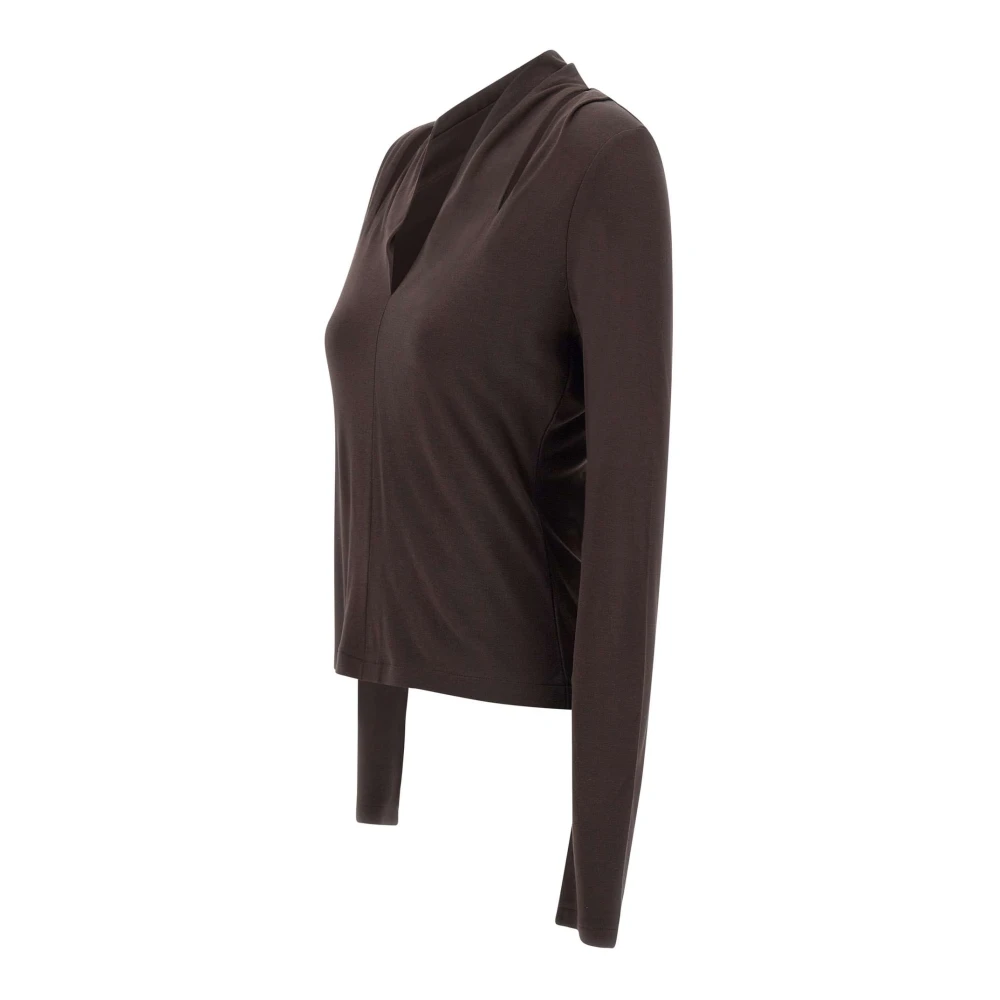 IRO Chocolade V-hals top met uitsparingen Brown Dames