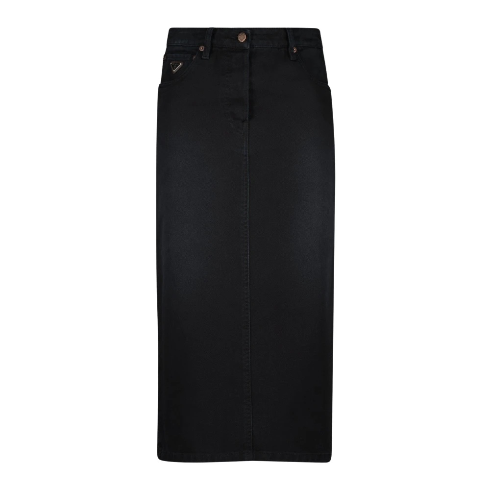 Prada Zwarte Denim Rok Herfst-Winter Collectie Black Dames