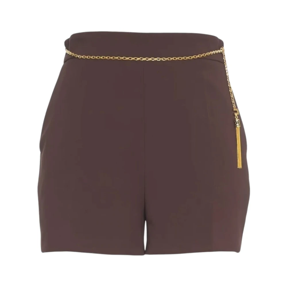 Elisabetta Franchi Brown Short Shorts - Female - Short Shorts - L - Shorts