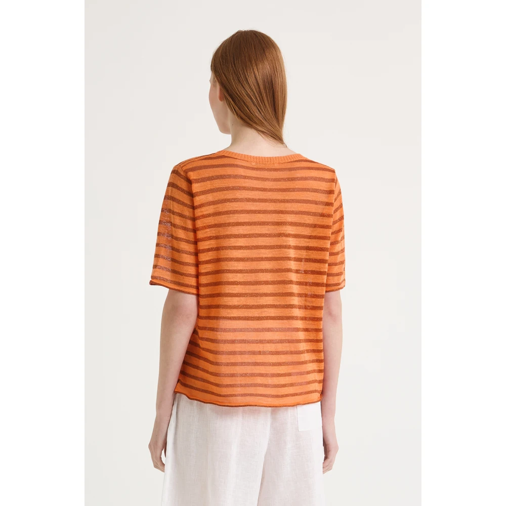 Maliparmi Zomer Linnen T-Shirt Orange Dames