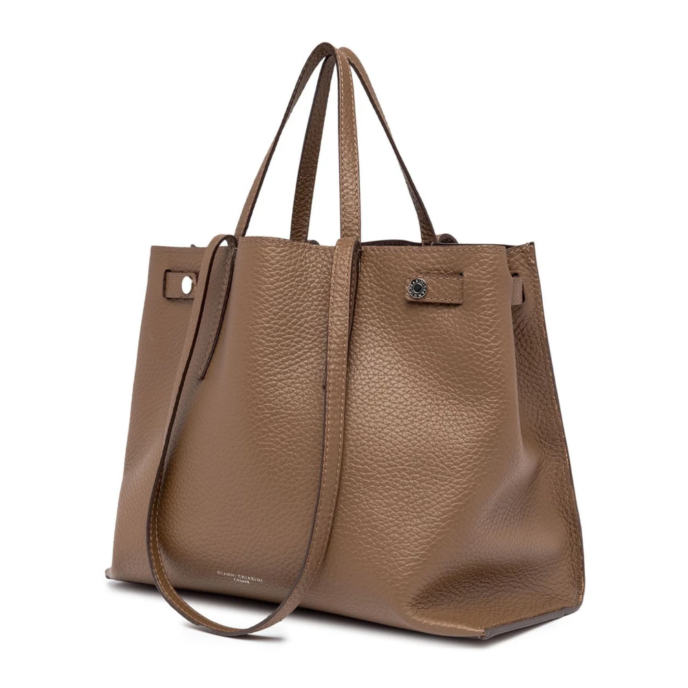 Gianni Chiarini Bruin leren Maxi-tas met handvatten Brown Dames