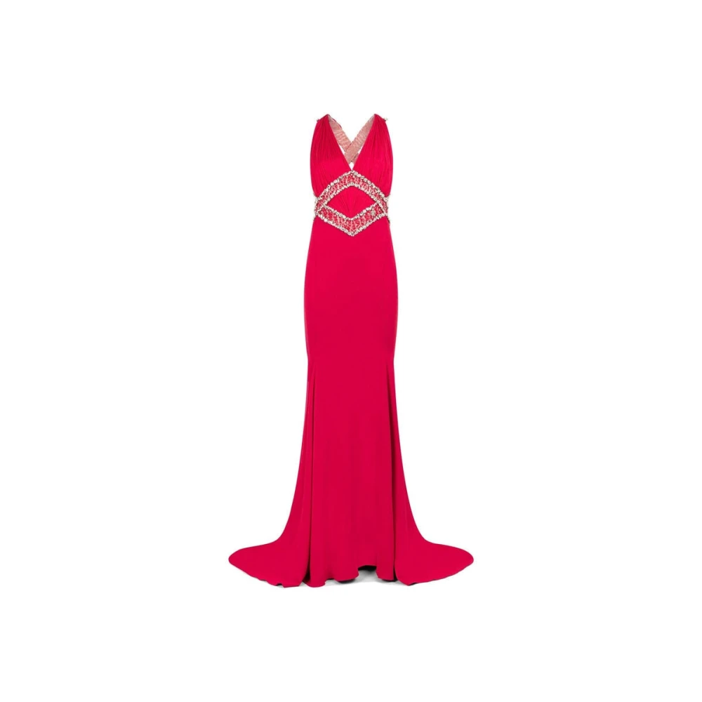 Roberto Cavalli Women's Red Maxi Dress With Bead Embellishments - Gowns - Xl - Dresses