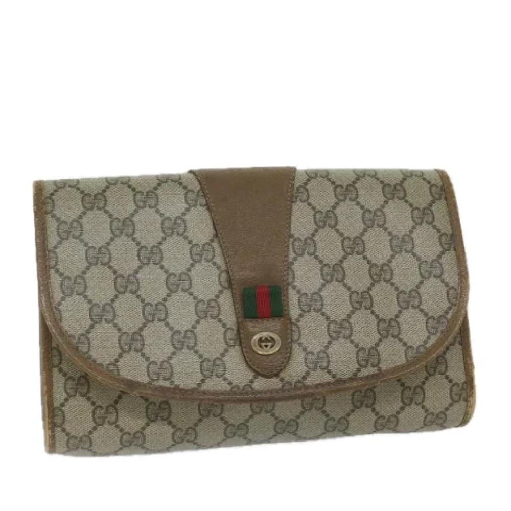 Gucci Vintage Pre-owned Canvas clutches Beige Dames