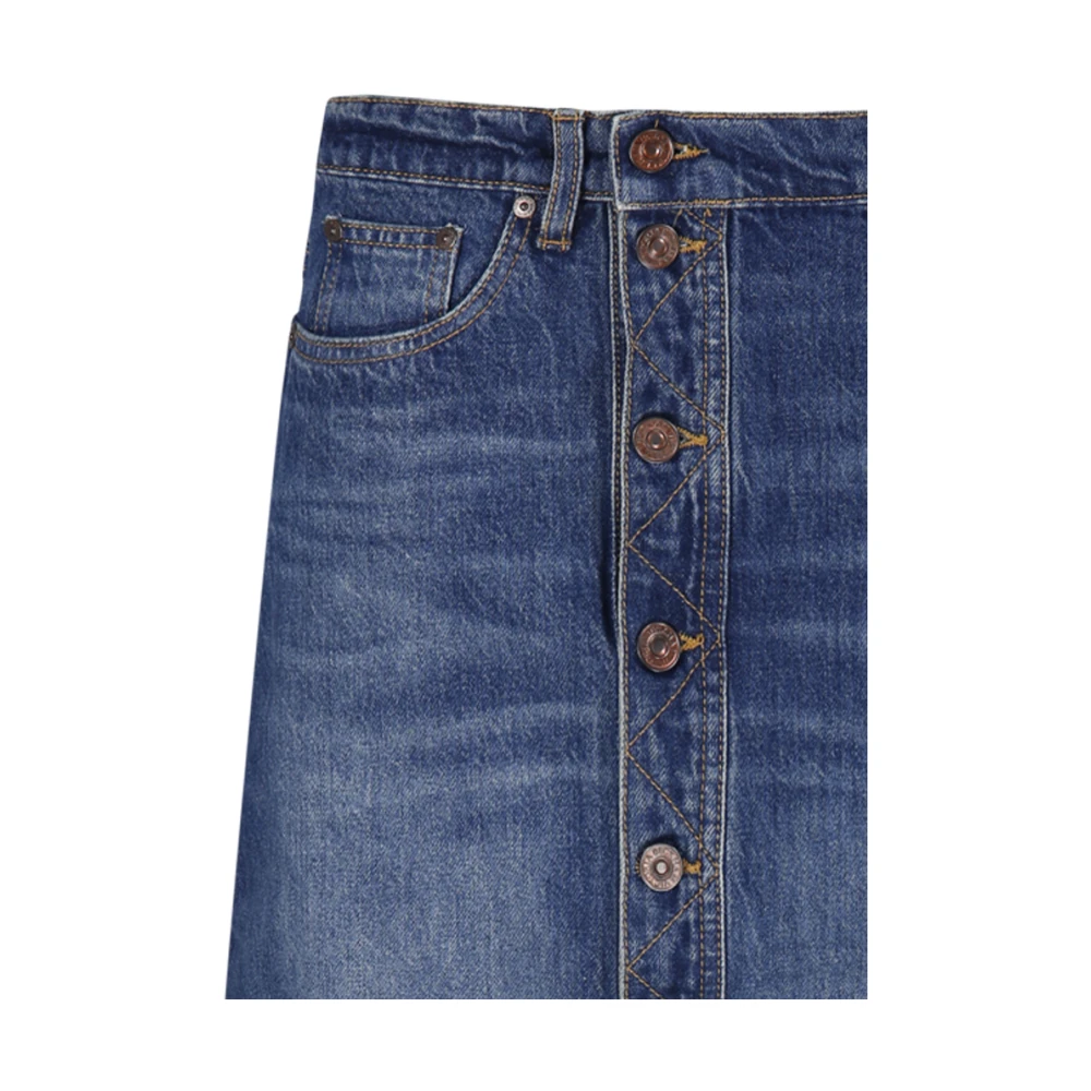 Victoria Beckham Vintage Indigo Denim Rok met Placket Detail Blue Dames