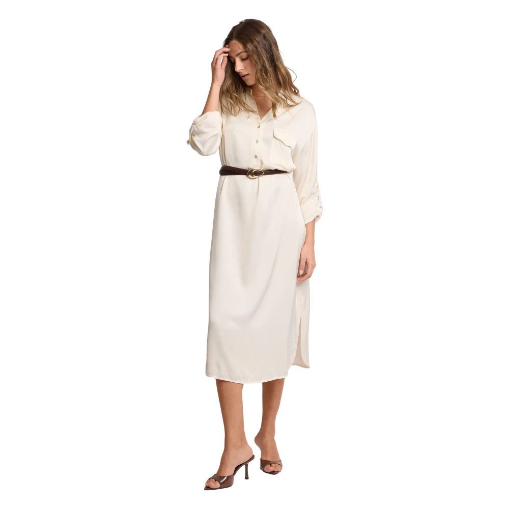 Kocca Women's White Midi Dresses, Xl, Abito Chemisier Lungo