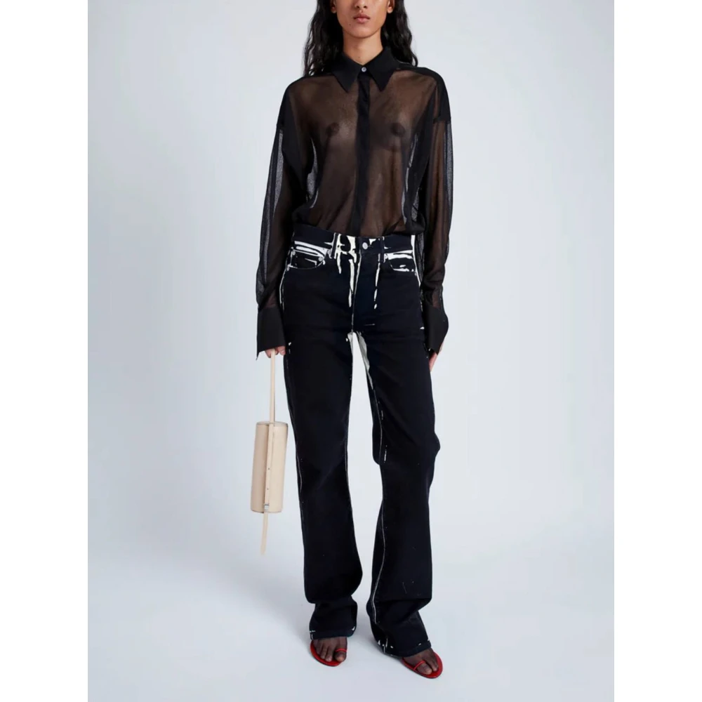 Proenza Schouler Unieke Zwart en Wit Jeans Black Dames