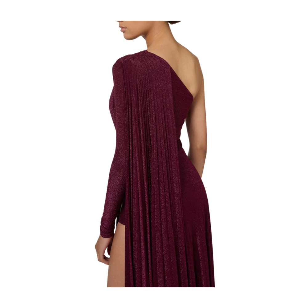 Elisabetta Franchi Lurex Jersey One-Shoulder Jurk Red Dames