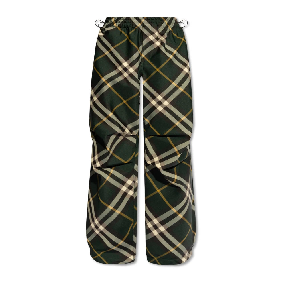 Burberry Men's Green Patterned Trousers - Wide Trousers - S - Trousers