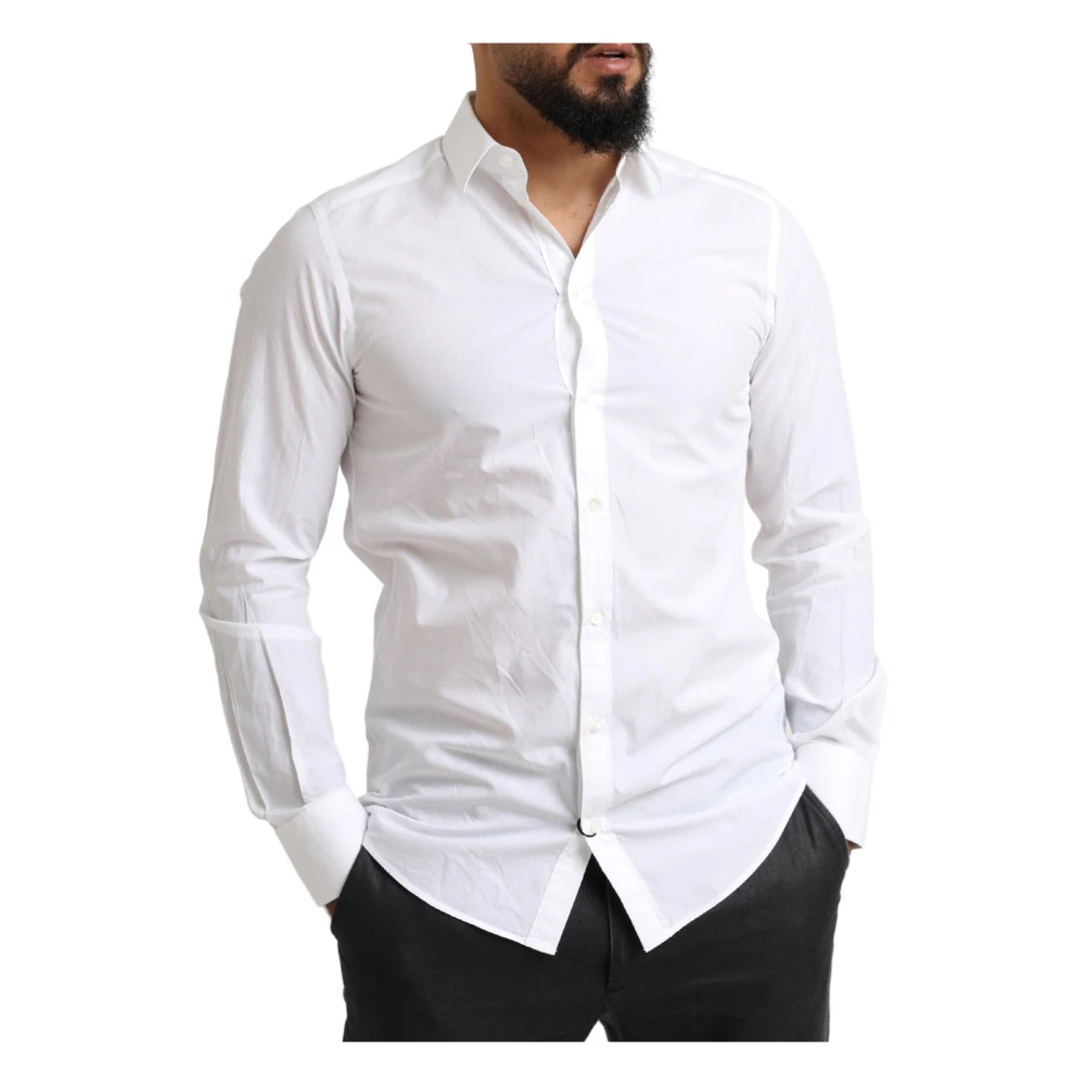 Dolce & Gabbana Elegante witte katoenen overhemd Martini White Heren