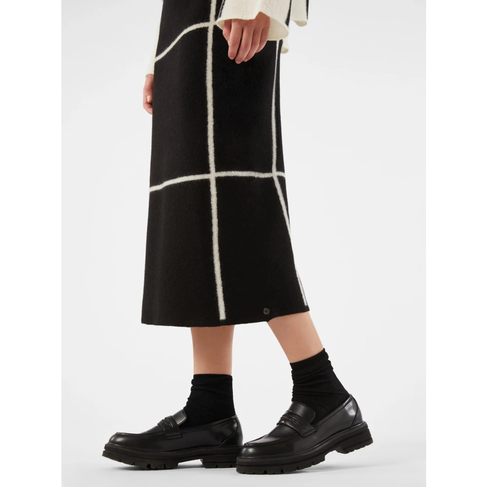 Pennyblack Grafische Gebreide Midi Rok Black Dames