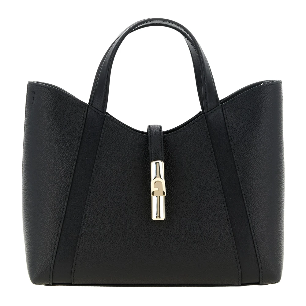 Furla Vrouw Zwart Tassen Dames, One Size, Leer, Goccia S Tote
