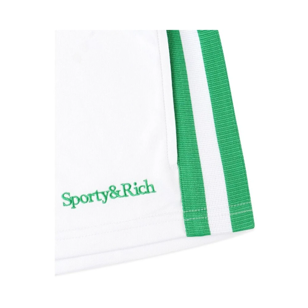 Sporty & Rich Geborduurd Logo Streepdetail Shorts White Dames