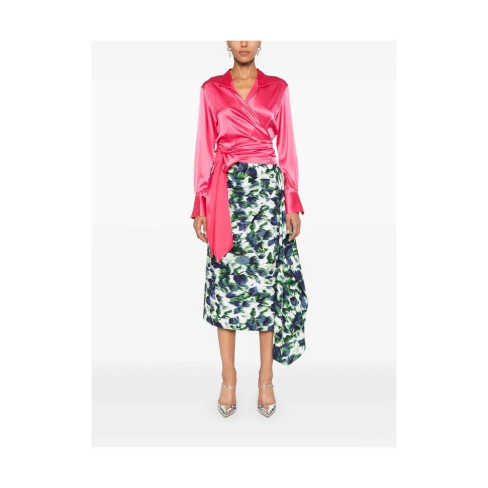 Mazzarelli Zijde Blend Wrap Shirt Pink Dames