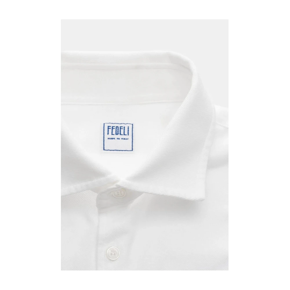 Fedeli Witte Steve Piqué Shirt Zacht Katoen White Heren