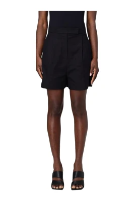 Svarta Veckade Shorts för Kvinnor