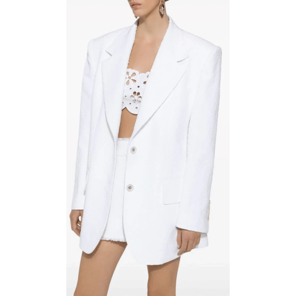 Dolce & Gabbana Witte Tweed Mini Rok Raffel Detail White Dames