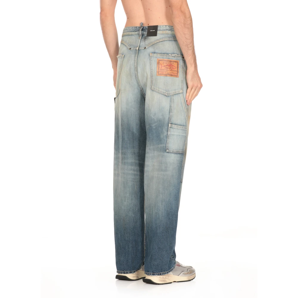 Dsquared2 Blauwe Katoenen Jeans met Vernietigd Effect Blue Heren
