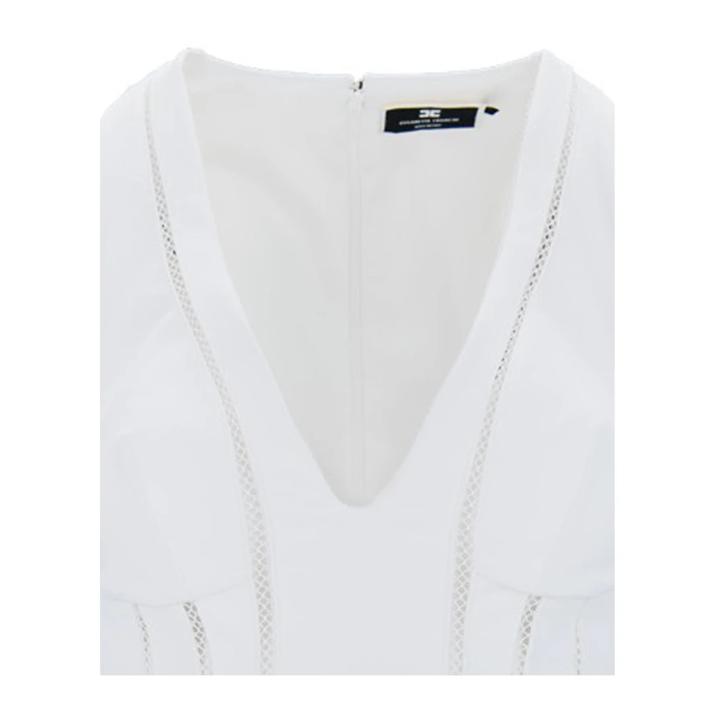 Elisabetta Franchi V-hals Lange Jurk met Achtersplit White Dames