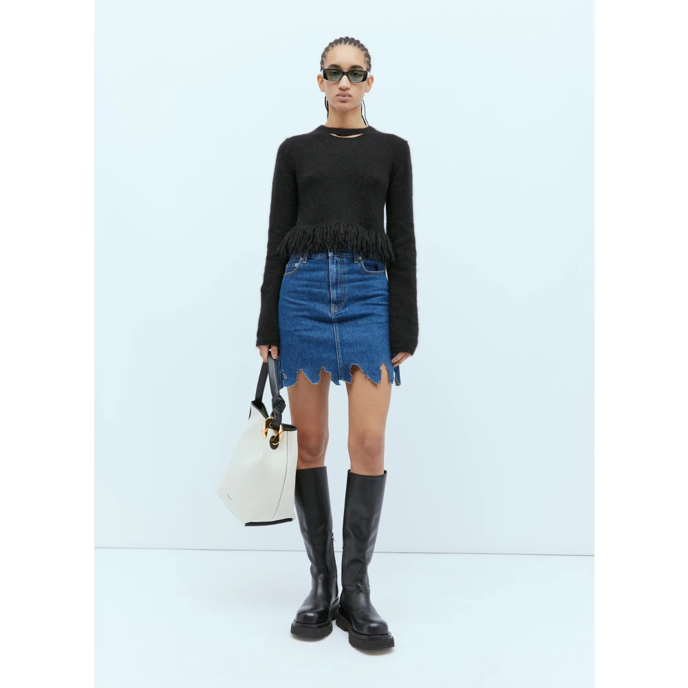 JW Anderson Denim Lasergesneden Midi Rok Blue Dames