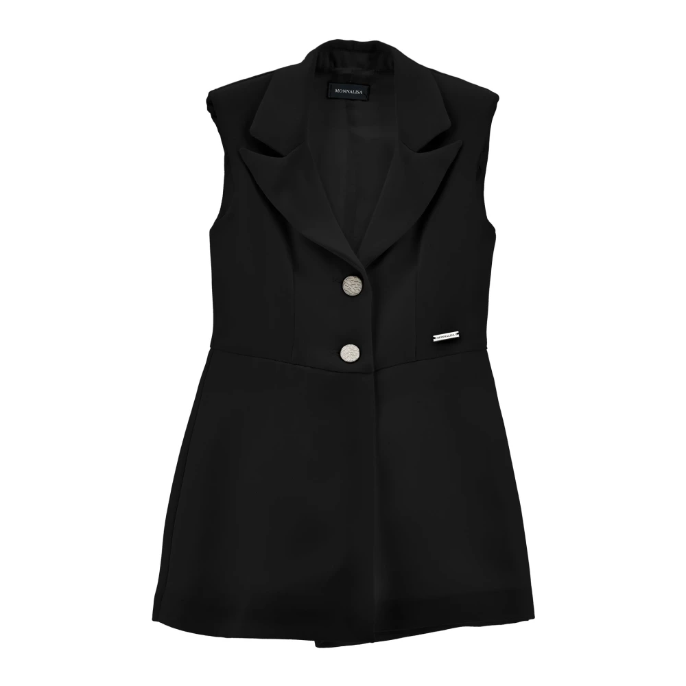 Monnalisa Girls Black Jumpsuits, 10 Y, Technical Fabric Jumpsuit