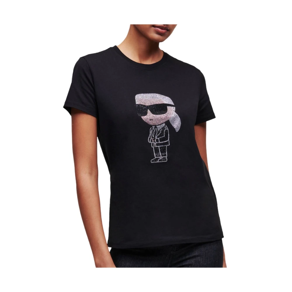 Karl Lagerfeld Iconische 'Karl' T-shirt met Strass Blue Dames
