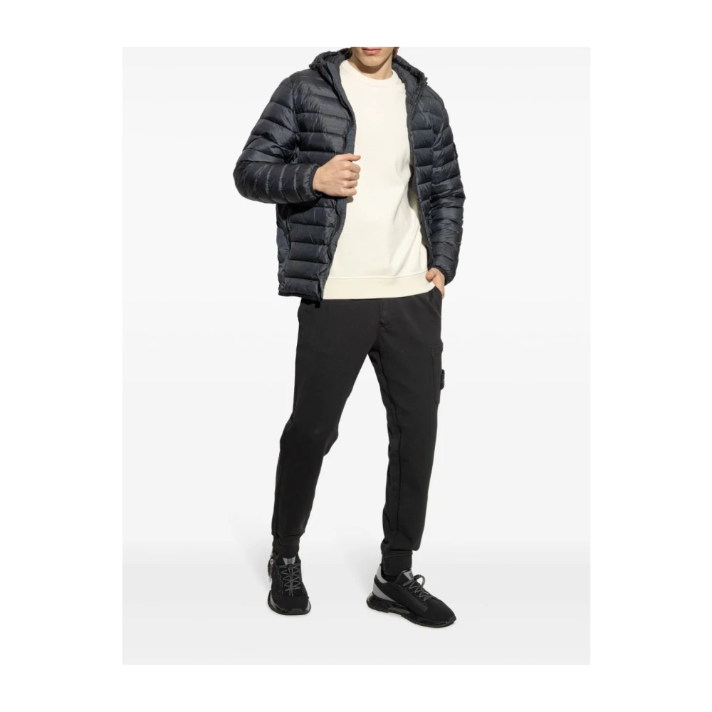 Stone Island Blauwe Nylon Hooded Ritsjas Blue Heren