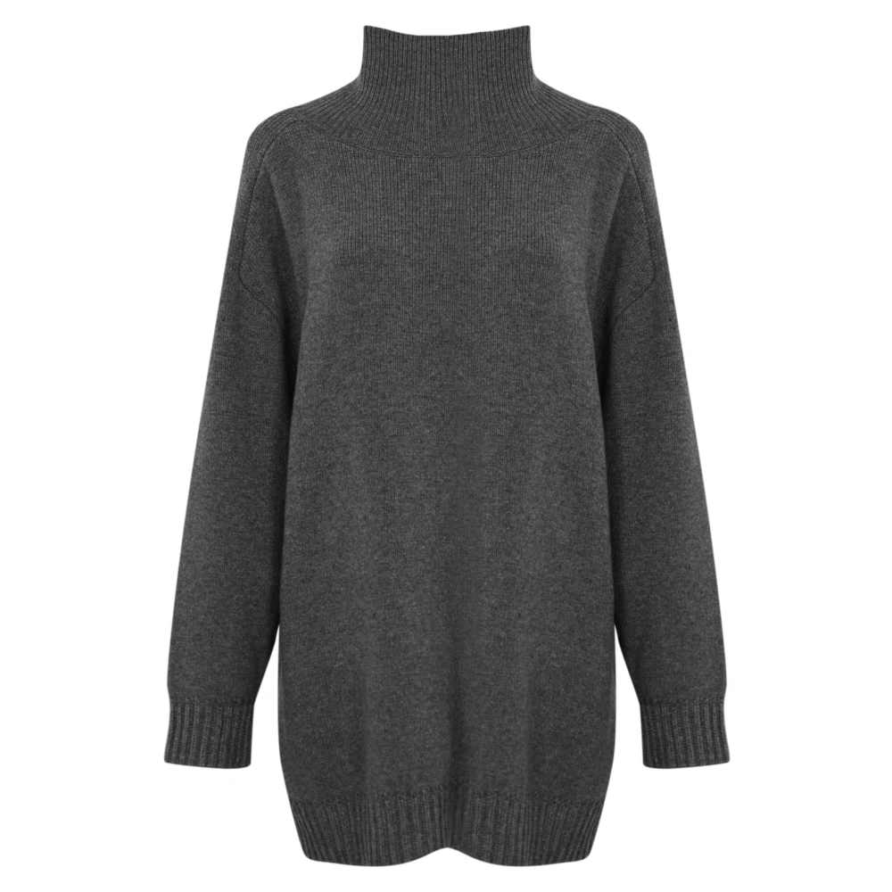 Liviana Conti Kasjmier Hoge Hals Trui Grijs Gray Dames