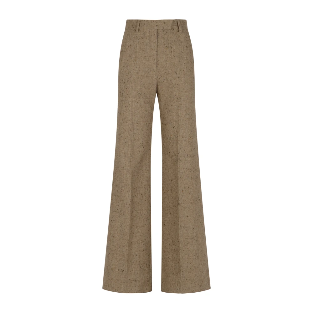 Valentino Beige Wide Trousers, Female, Xs, Natté Buttoned Weave Trousers