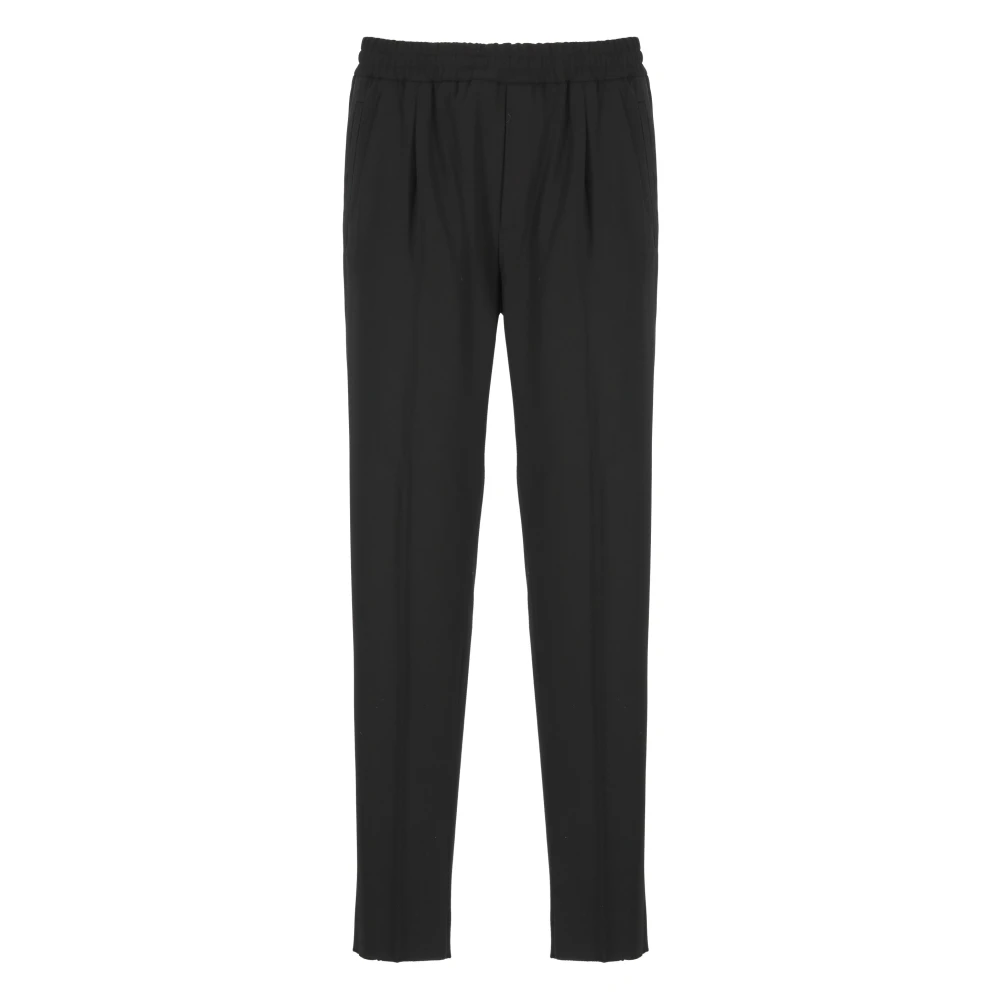 Ermenegildo Zegna Zwarte Wol Elastische Taille Broek Black Heren