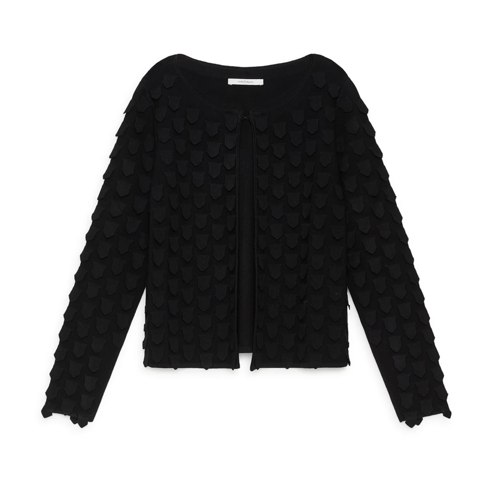 Maliparmi Women's Black Cardigans, S, 3D Stitch Cardigan