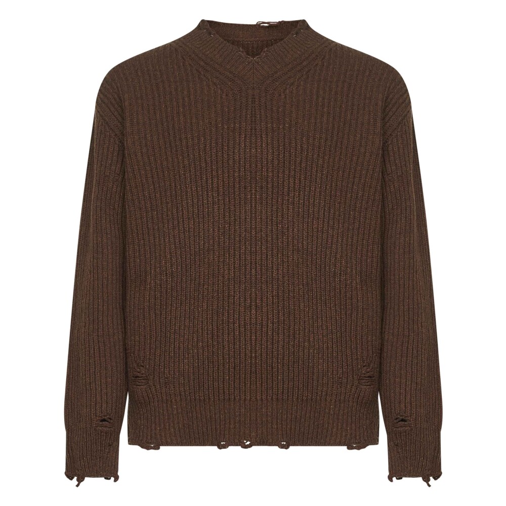 トップス 2006AW Maison Martin Margiela knit brown MM6 Maison Margiela Ribbed V-neck Sweater | Brown | FARFETCH