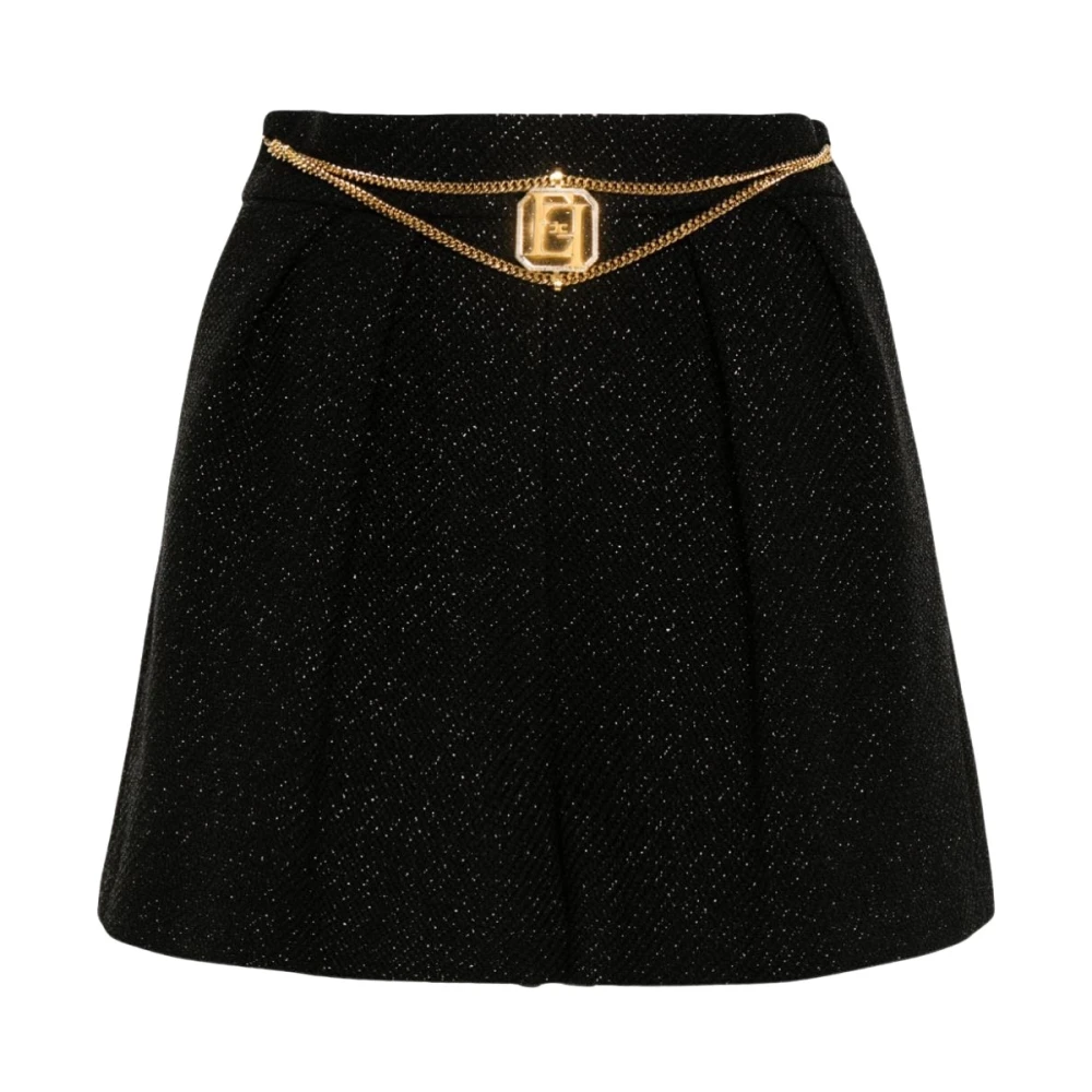 Elisabetta Franchi Zwarte Tweed Shorts met Franse Zakken Black Dames