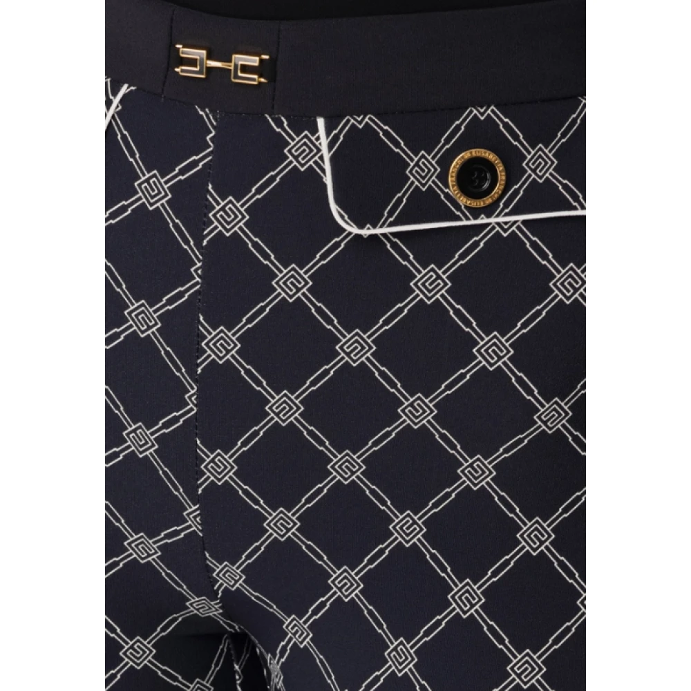 Elisabetta Franchi Broek met Diamantprint en Slim Fit Black Dames