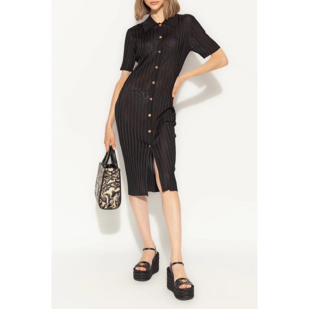 Versace Gestreepte jurk Black Dames