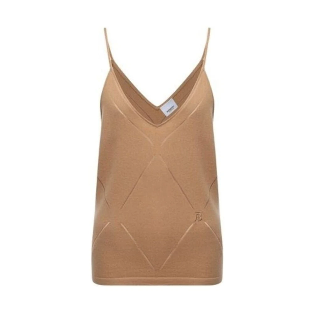 Burberry Geruite Gebreide Tanktop Beige Dames