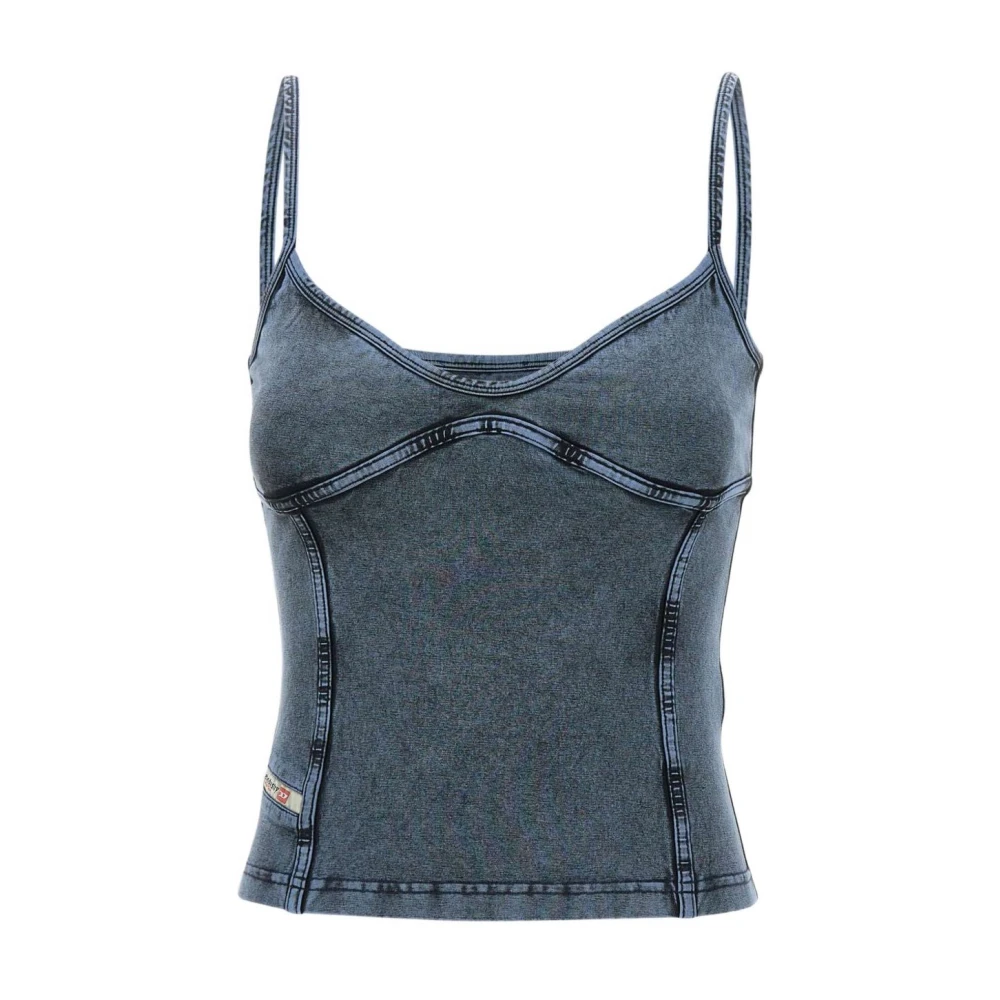 Diesel Women's Blue Denim Corset With Stylish Stitching Small