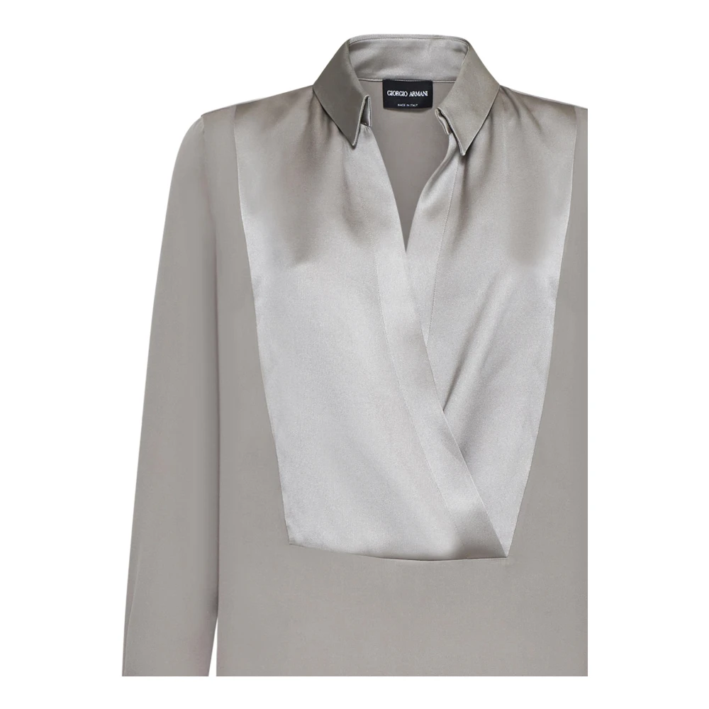 Giorgio Armani Elegante Overhemden Collectie Gray Dames