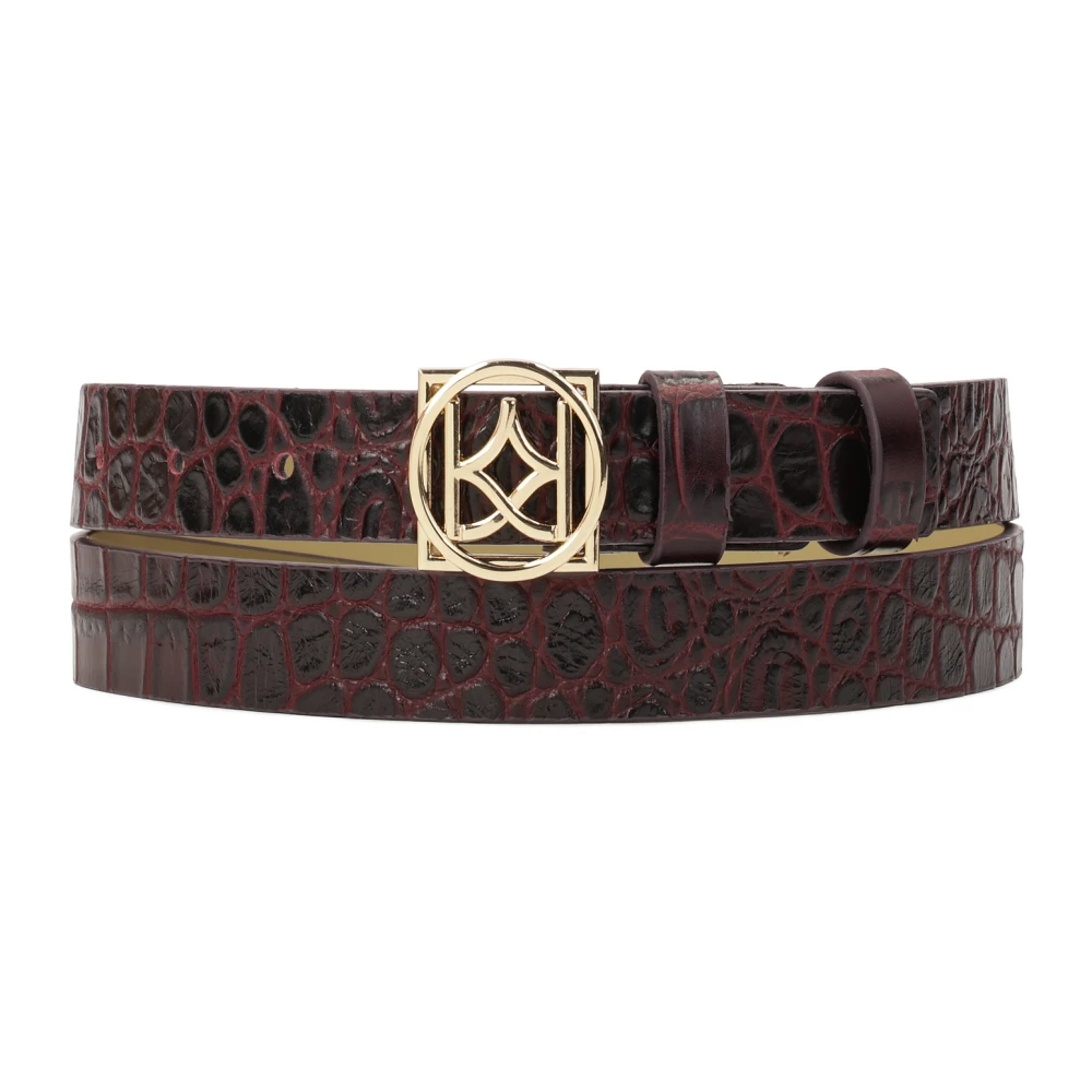 Kazar Donkerrood reliëfpatroonriem met monogramgesp Brown Dames