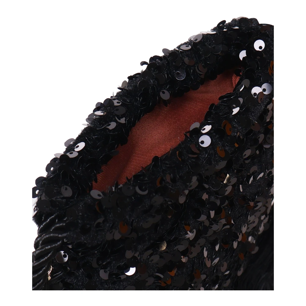 V73 Zwarte Clutch Tas met Kwast Sluiting Black Dames