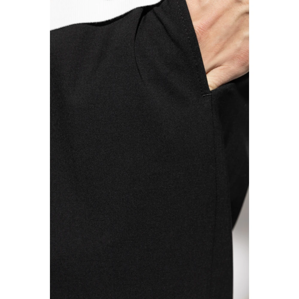 Theory Wollen broek met vouw Black Heren