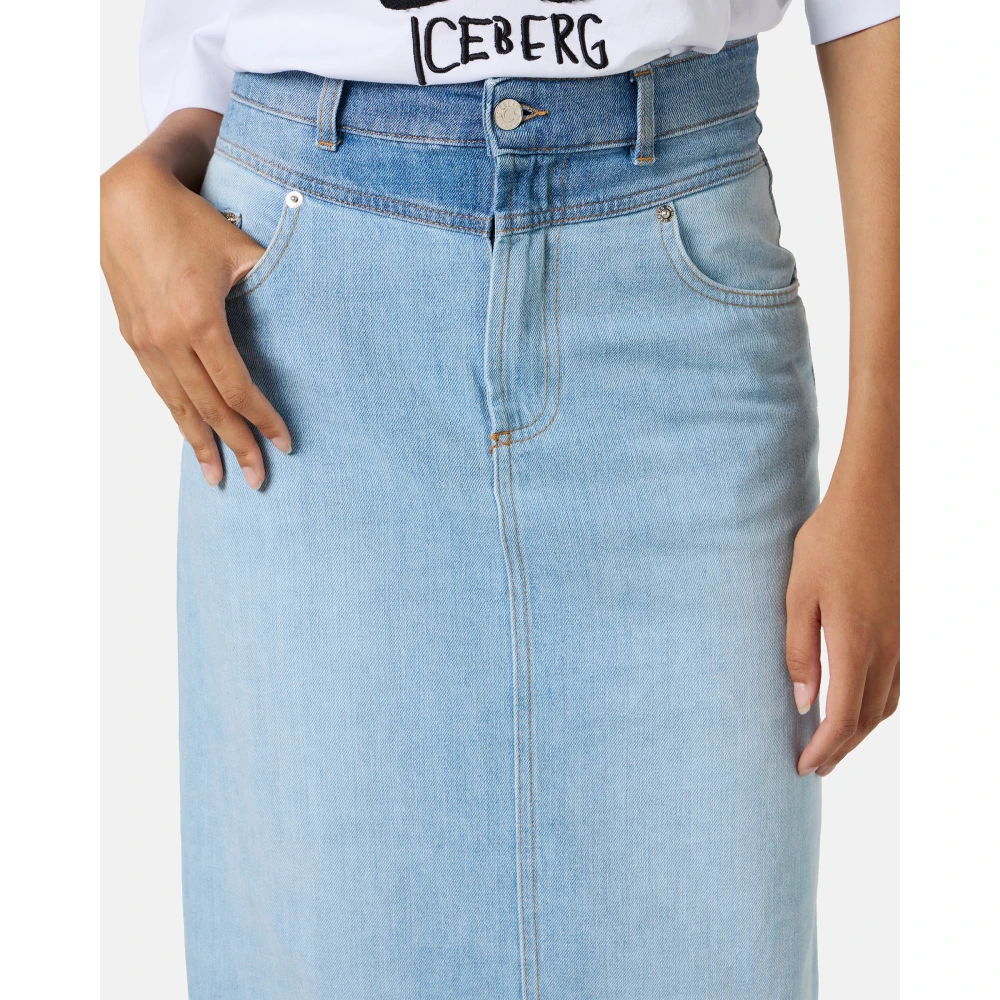Iceberg Indigo denim rok met norHeren taille en losse pasvorm Blue Dames