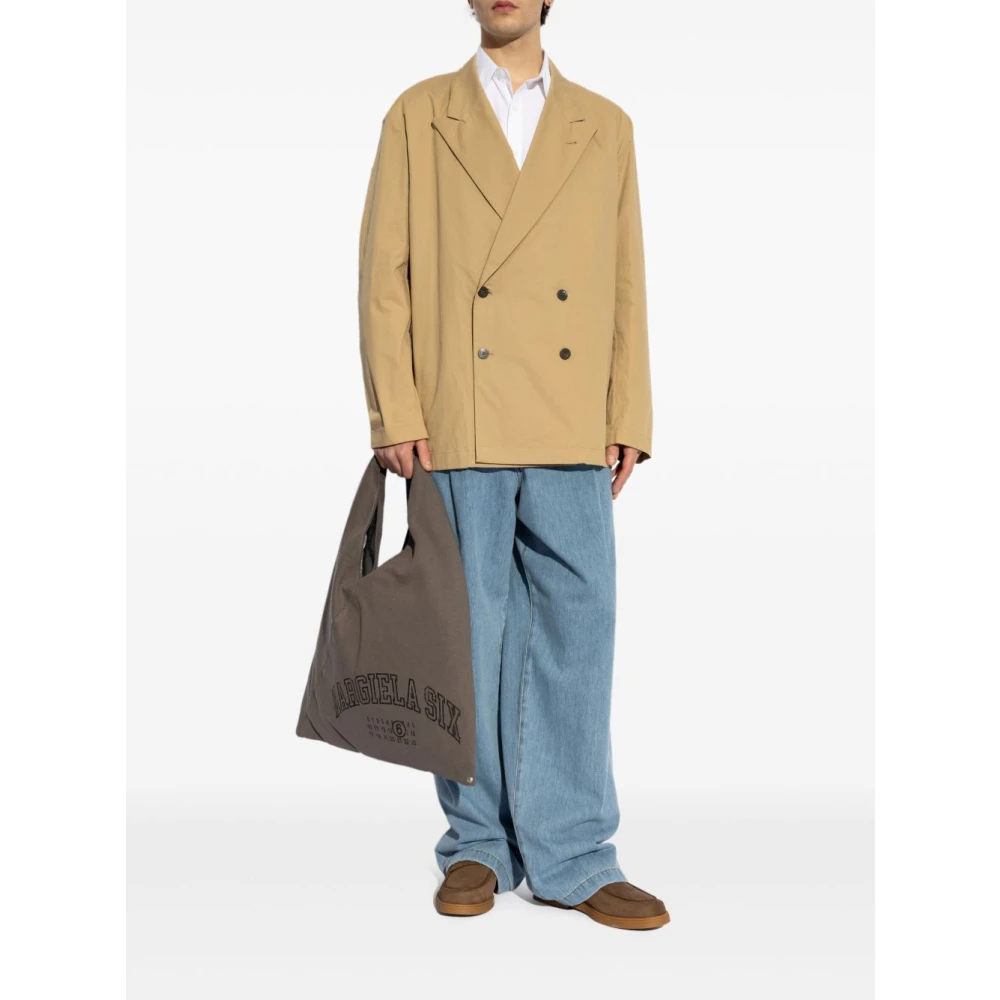 Dries Van Noten Beige Dubbelborst Katoenen Jas Beige Heren