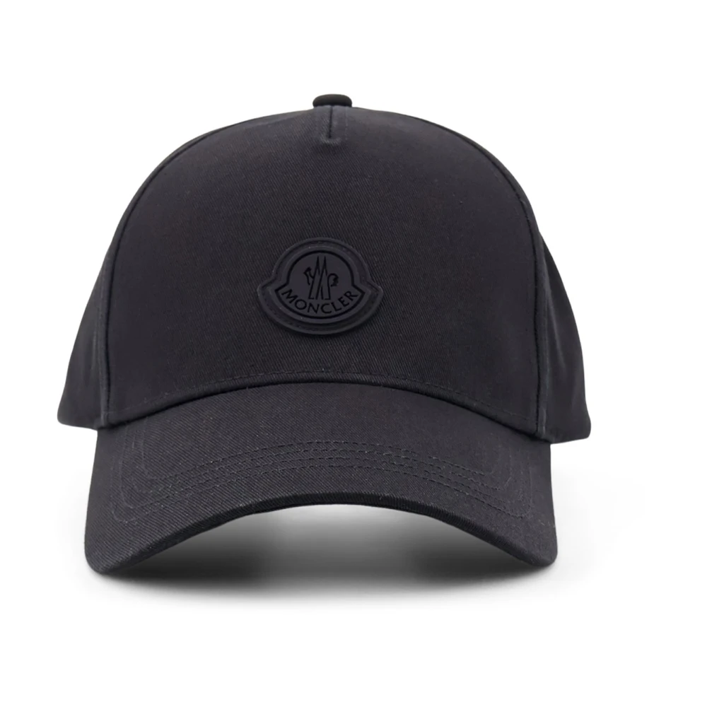 Moncler Katoenen Logo Patch Verstelbare Band Hoed Black Heren