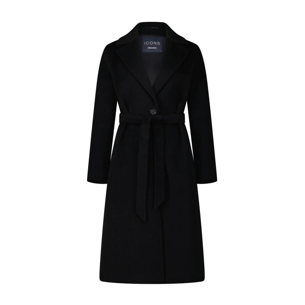 Cinzia Rocca Luxe Wollen-Kasjmier Jas Black Dames