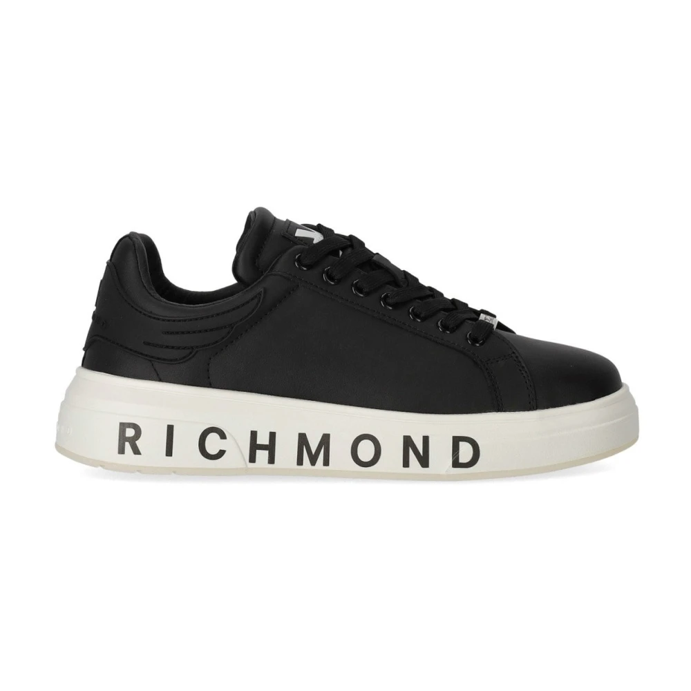 Richmond Minimalistische Zwarte Leren Sneaker Black Heren
