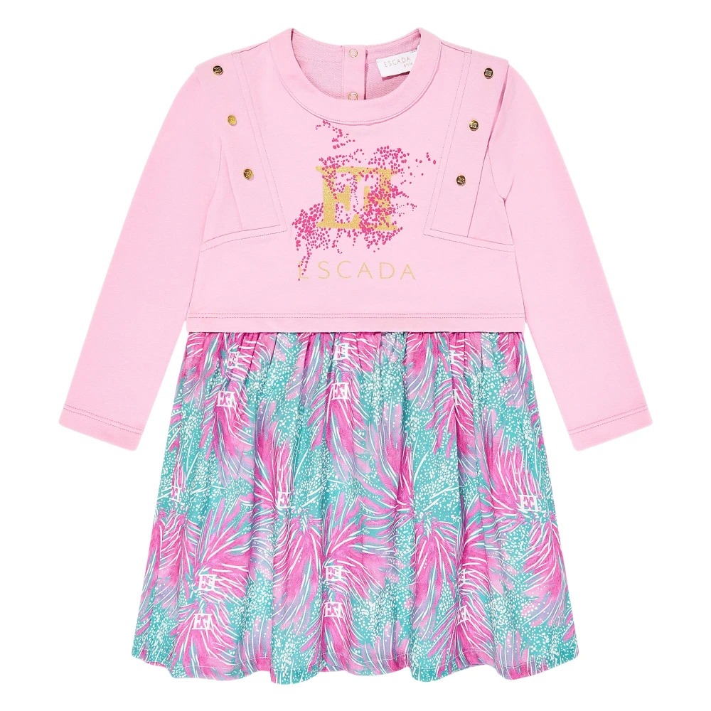 Escada Multicolor Dresses, Female, 5 Y, Bi-Material Printed Logo Dress