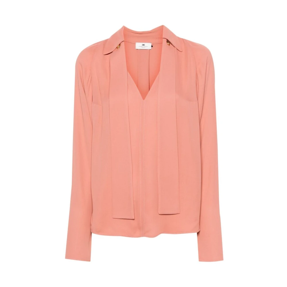 Elisabetta Franchi Blush Pink Georgette Sjaal Mouw Shirt Pink Dames