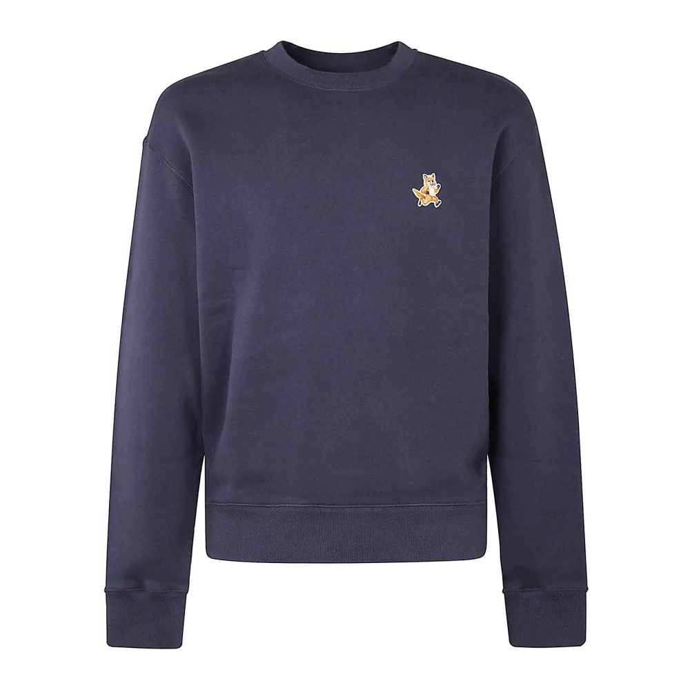 Maison Kitsuné Fox Patch Comfort Sweatshirt Blue Heren