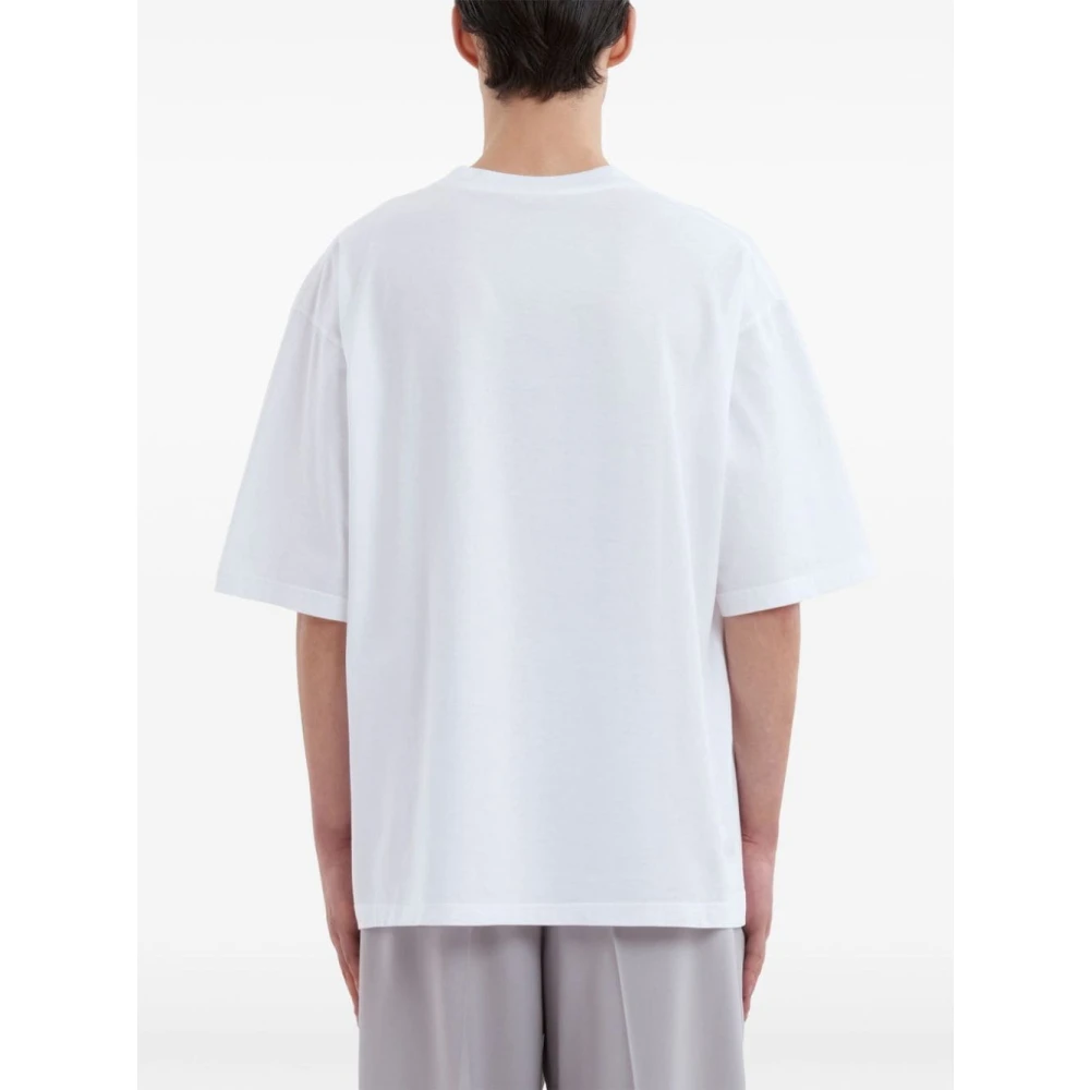 Marni Bedrukt logo katoenen t-shirt White Heren
